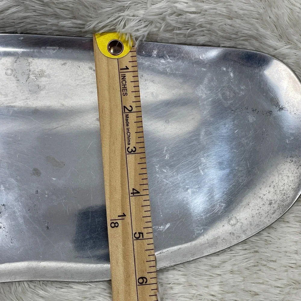 POTTERY BARN Silver Metal CANDLE Pillar HOLDER TRAY OBLONG‎ large Modern 17 inch
